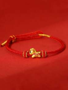 1pc/ Natural Stone Bracelet, Zodiac Horse, Money Coming Soon, Red Bracelet, Hand-Woven, Adjustable Size, Exquisite Red String Bracelet, An Ideal Gift For Friends During Festivals And Gatherings - Pony Woven Bracelet - View 15