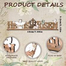 1pc,Easter Bunny And White Wooden Farmhouse Tabletop Logo Decoration, Suitable For Fireplace Tabletop Ornaments - Multicolor - View 4