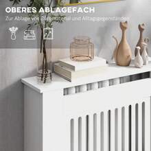 HOMCOM Radiator Cover With Horizontal Slats, White, For Living Room Or Bedroom, 78 X 19 X 81 Cm - 白色 - 查看 5