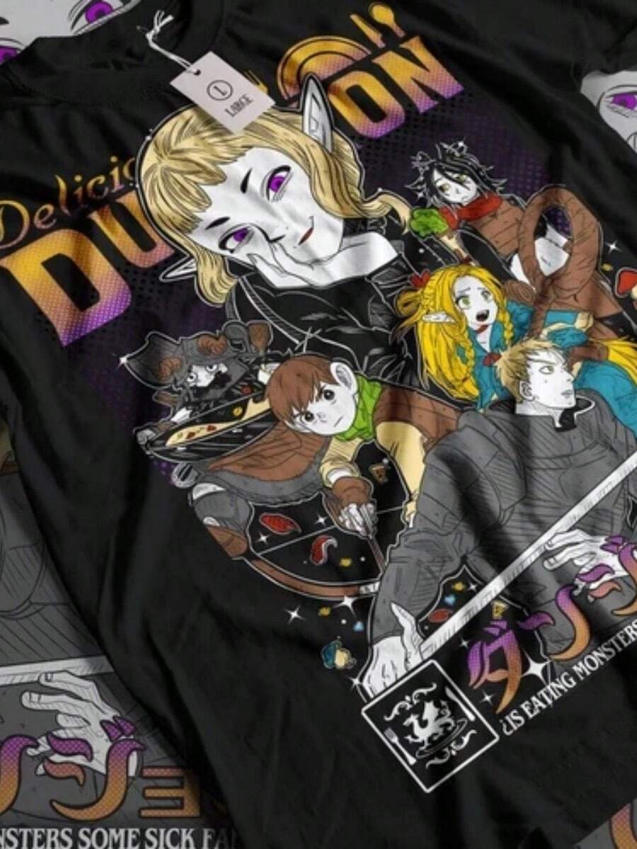 Senshi-Shirt Senshi Food Delicious In Dungeon Shirt All Size (2) - 黑色 - 查看 1