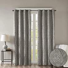 Sun Smart Mirage - Cortina oscurecedora 100% Total para Ventana, Panel de Cortina de Damasco Jacquard de Punto para oscurecer la habitación con Ojales en la Parte Superior, 50 x 108 Pulgadas, Color(127An x 241.3Al cm (1 Paneles) negro) - Multicolor - Ver 1