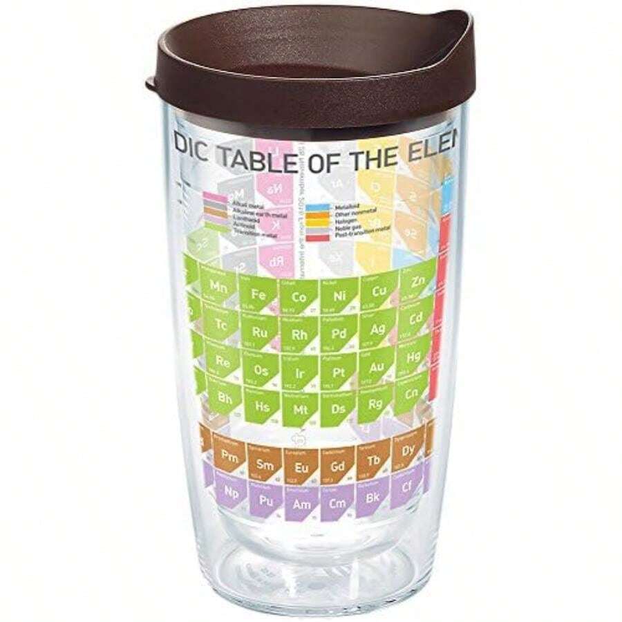 Tervis Periodic Table of Elements Vaso con envoltura y tapa marrón, 473 ml, transparente(Transparente 16 Onzas de líquido) - Multicolor - Ver 1