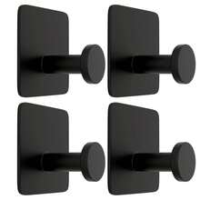 强力粘性金属挂钩，适用于淋浴配件套装、衣柜入口收纳、壁挂式挂钩、浴室毛巾架、帽子、外套（黑色方形）