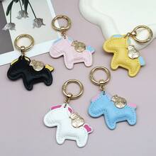 Cute Horse-Shaped Wrist Strap Keychain Pendant, Exquisite Couple Bag Charm, Creative Personalized Accessory, Non-Woven Craft, Non-Plated Precious Metal, Bag Charm, Car Charm, Suitable For Decorating Backpacks, Handbags, Phone Cases, Lanyards, Keychains, Gift For Friends, Family And Loved Ones, Birthday Gift - Multicolor - View 2