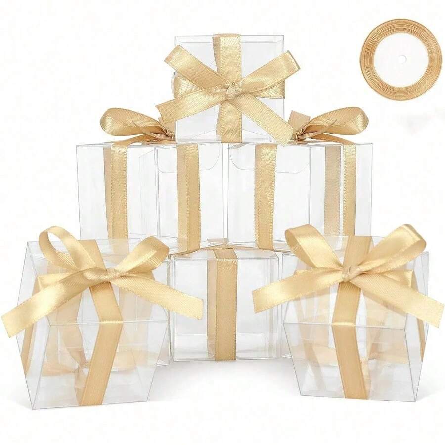 50pcs Transparent Gift Boxes, Mini Clear Cube Macaron Boxes, Candy Boxes Suitable For Wedding Favors, Baby Shower Parties And More Occasions