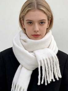 女士冬季围巾，保暖披肩，营造氛围，保护颈部，流苏围巾