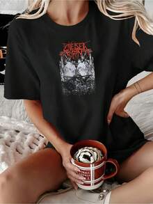 Camiseta Chelsea Grin Band Skeleton Inferno Talla Completa S-5XL Regalo Para Mujeres - Negro - Ver 1