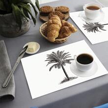 椰树图案亚麻餐垫（1件/4件/6件装），适用于餐桌，四季皆宜，现代可水洗，可作餐垫、杯垫、厨房餐垫、室内外派对装饰、家居装饰，理想礼品 - 彩色 - 查看 7