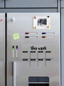 1pc Weekly Planner Transparent Acrylic Refrigerator Magnet Board (6 Magnetic Dry-Erase Pens Included), 2mm Thick Acrylic Weekly Planner Board With Magnetic Pens, Erasable, For Fridge, Wall, Office Calendar - Multicolor - View 9