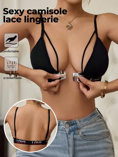 Reggiseno comodo e casual a chiusura anteriore, senza ferretto, di colore unito, con supporto e modellatura, alla moda