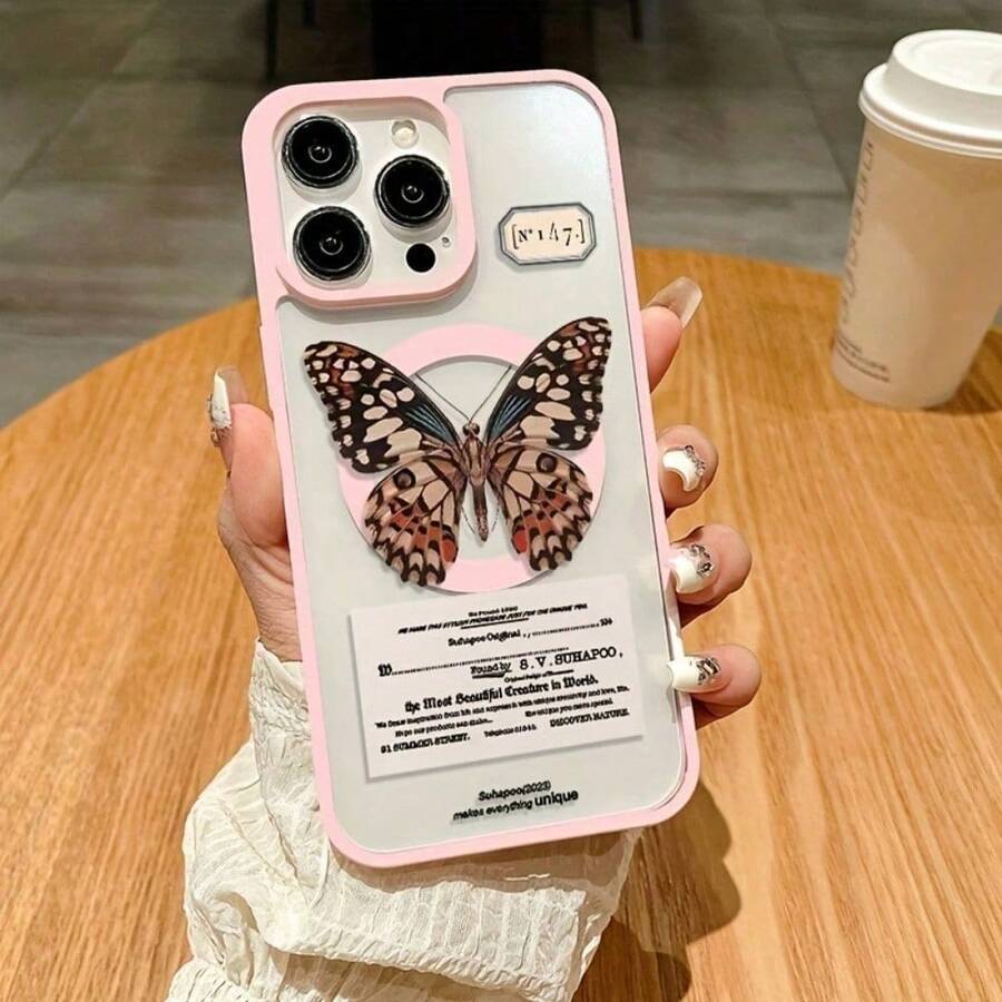 Para IPhone17/17AIR/17 Pro/17 Pro Max/16/16 Pro/16 Plus/16 Pro Max/15/15 Pro/15 Plus/15 Pro Max/14/14 Plus/14 Pro/14 Pro Max/13/13 Pro/13 Pro Max/12/12 Pro/12 Pro Max/11/11 Pro/11 Pro Max/X/XS/XSMAX,  Galaxy S25/S25 Plus/S25Ultra/S24/S24FE/S24 Plus/S24 Ultra/S23/S23FE/S23+/S23 Ultra/S22/S22+/S22 Ultra, Silicone Magnetic Phone Case, High-End Fashion, TPU border wrapping + independent lens frame, anillo de succión magnético incorporado MagSafe segunda succión - Rosa Rojo - Ver 1