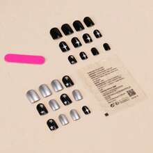 Exquisite, Fashionable And Cool New Products Wear Nail Short Silver Stars Sweet And Cool Style Nail Patch Finished 24 Pieces Nail Art - Mermaid Magic - Xem 2