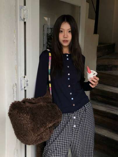 Áo len cardigan dệt kim cài nút nhiều màu sắc cho nữ, phong cách Hàn Quốc