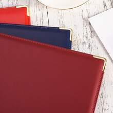 Leather A4 Document Folder, Suitable For Scripts, Contracts, Speeches, And Other Documents - Maroon Double-sided Copper-corner Folder - View 4