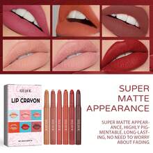 Juego de delineadores de labios mate de 6 colores: acabado mate natural, duradero y a prueba de manchas. - Multicolor - Ver 4