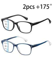 Progressive Multifocus Reading Glasses For Men Women Blue Light Readers Spring Hinge No-Line Near Range 2-Pack - 透明 - 查看 14