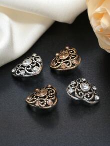 10颗/套 复古镂空心形水钻金属纽扣，优雅装饰外套、毛衣、皮草、西装、开衫、花束、手提包、DIY配饰 - 彩色 - 查看 9