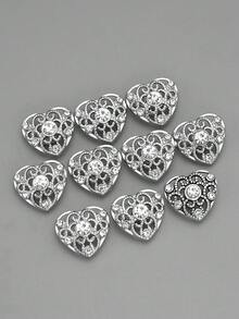 10颗/套 复古镂空心形水钻金属纽扣，优雅装饰外套、毛衣、皮草、西装、开衫、花束、手提包、DIY配饰 - 彩色 - 查看 11