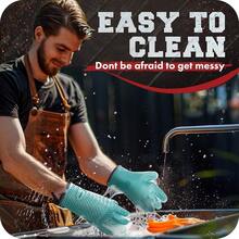 KITCHEN PERFECTION XL Silicone R Oven Gloves -Extreme Heat Resistant BBQ Gloves -Handle Hot Food Right On Your Grill Fryer & Pit | Waterproof Oven Mitts Grill Gloves |Superior Value Set+3 Bonuses,X-Large,Turquoise - Turquoise - View 7