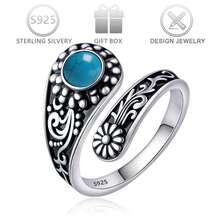 1 pieza Anillo de cuchara con patrón floral único de estilo bohemio vintage de plata de ley 925, adecuado para uso diario, casual y de vacaciones, regalo perfecto para mujeres en fiestas y cumpleaños - Plata antigua - Ver 8