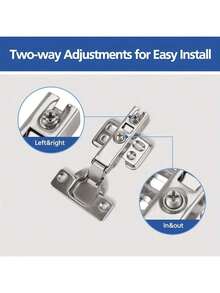 【35mm 缓闭柜门铰链】静音缓冲铰链，适用于厨房壁柜、地柜和衣柜，20/10 镀铬五金套装，安装简便，顺滑流畅，实现柜门轻柔静音关闭，防夹手设计，提升居家使用体验和安全性。 - 銀色 - 查看 3