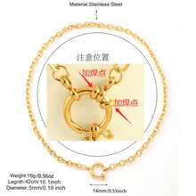 1 件女士不锈钢镀金扁平蛇骨链项链 - 金黃色 - 查看 11