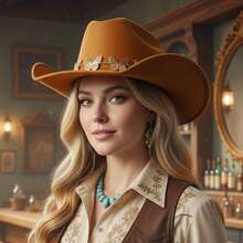 Sombreros de vaquera estilo western para hombre y mujer, modernos, con ala enrollable y diseño de mariposa, para viajes al aire  fiestas. - Caqui - Ver 3