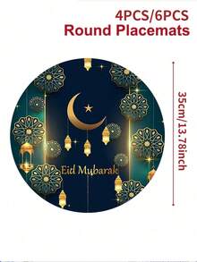 4pcs/6pcs Bohemian Pattern Placemats, Ramadan Placemats, Seasonal Ramadan Home Decor, Bohemian Style, Linen-Like Material, Ramadan Home Decor Indoor/Outdoor Party Supplies, Ramadan Themed Decoration, Room Decor. Suitable For Home Kitchen Decor And Ramadan Event Party Decoration