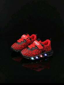 1 Đôi giày thể thao chạy bộ đế mềm lưới thoáng khí họa tiết hoạt hình phát sáng cho trẻ em, Halloween - Đỏ - Xem 8