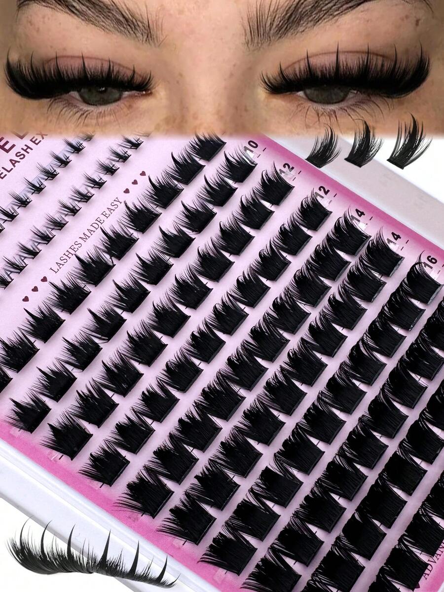 300D Pointed Tip 6-18mm Long Lash Cluster, D/DD138 Thick Individual Lashes, DIY Pointed Tip Lash Extension, Cartoon Lash Cluster, Dense Mink Lash Extension