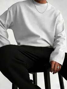 Áo thun dài tay nam màu trơn FRACTYR, kiểu dáng cơ bản, đa năng, thích hợp để phối đồ theo phong cách đường phố, thích hợp cho mùa thu/đông. - trắng - Xem 9