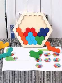 Puzzle Kayu Heksagon 3D, Berwarna-warni, Mainan Edukatif, Hadiah Natal Sempurna untuk Meningkatkan Kecerdasan dan Kreativitas, Mainan Bentuk Geometris | Ukiran Kayu yang Indah, Puzzle Anak-Anak - MultiWarna - View 3