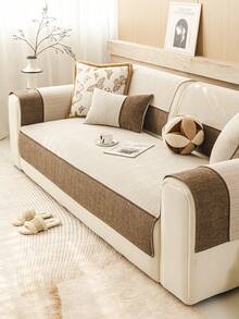 1pc Chenille Dual-Tone Minimalist Sofa Cushion, Premium Texture Non-Slip Sofa Backrest, Pet-Friendly Sofa Protector, 1/2/3/4/5-Seater And Combination Sofa, All-Season Use, Machine Washable Sofa Cover, Elegant Daily, Enhance Home Happiness - Coffee Brown - View 10