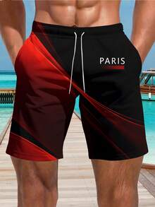 Herren Strandshorts mit Farbverlauf, Lässig Shorts für den Pariser Urlaub - Verschiedenfarbig - Übersicht 1