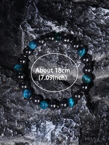 Bransoletka z naturalnego kamienia z niebieskim tygrysim okiem i hematytem, dodająca pewności siebie i ochrony, męska bransoletka z negatywną energią, modna biżuteria do medytacji, unisex, do noszenia na co dzień - Wielokolorowe - Zobacz 6