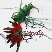 1pc Lace Inlaid Rhinestone Hollow Feather Mask Party Masquerade Sexy Prop, European And American Style Women's Styling Mask, Women's Bachelorette Party/Theme Party/Banquet Dressing Theme Accessories - 黑色 - 查看 6