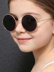 复古圆形反光眼镜，男女通用超轻平光镜片小圆框时尚眼镜 - 彩色 - 查看 2