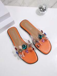 Giày sandal đế bằng thời trang mới cho nữ, giày đi biển, giày mùa hè. - trái cam - Xem 3