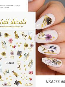 1Pc Nail Art Stickers Abstract Marble Pattern Lines 5D Adhesive Sliders DIY Nails Polish Manicure Sticker Decals - Multicolor - View 9