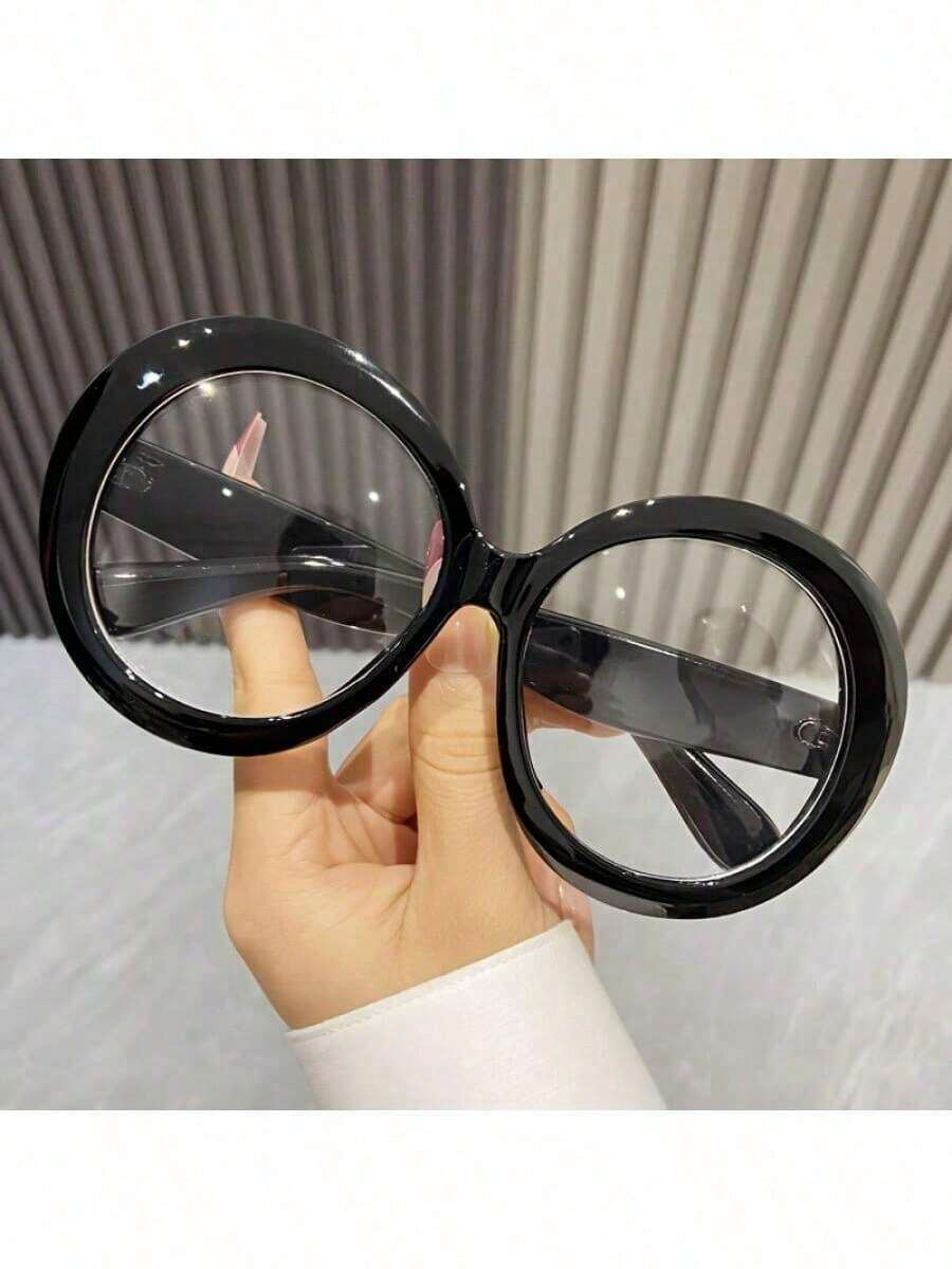 Transparent Round Oversized Glasses Fun Colorful Fashion Glasses Decorative Men's Women's Glasses - Màu Hoa hồng đỏ - Xem 1