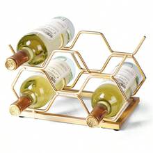 de vino para encimera, 5 botellas, de metal dorado, pequeo, soporte de mesa para gabinete, despensa, almacenamiento de botellas de vino, de - Bgold5btl - Ver 1