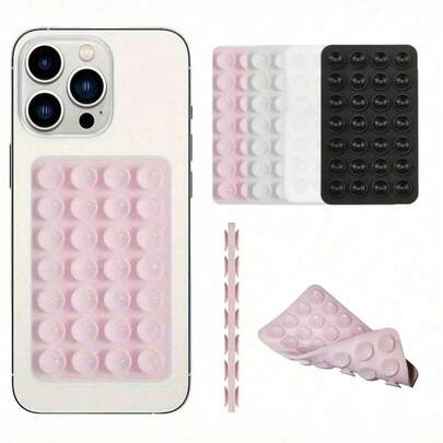 4pcs/Set Silicone Phone Holder, Suction Cup Phone Stand, Hands-Free Phone Grip, Ring Holder, Compatible With IPhone And Android Phones, Applicable To Smooth Glass Phone Backs, Not Suitable For Rough Matte Phone Backs. White + Black + Pink + Transparent + Rose Red, Easter Parade Spring Festival