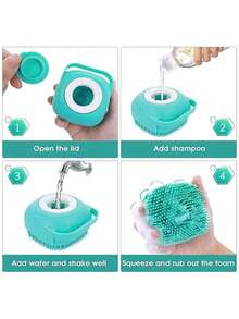 2件装宠物洗澡按摩刷，狗狗洗澡刷，宠物洗发刷，带洗发水分配器的硅胶按摩橡胶洗澡刷，狗狗美容刷，硅胶猫咪洗发梳，软毛幼犬幼猫美容清洁刷，猫幼犬洗发水分配器 - 彩色 - 查看 7