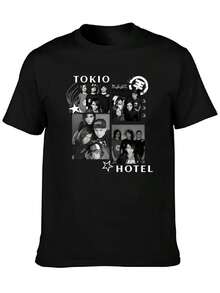 Rock Band Tokio Hotel Kaulitz Print Tshirt Cotton T-Shirt Short Sleeve Tee Men Women Hip Hop Streetwear T Shirt Clothes - Black - View 1
