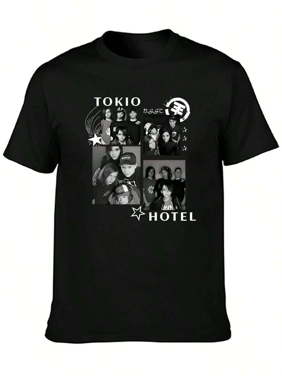 Rock Band Tokio Hotel Kaulitz Print Tshirt Cotton T-Shirt Short Sleeve Tee Men Women Hip Hop Streetwear T Shirt Clothes - Black - View 1
