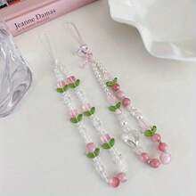 Tulip Flower Beaded Phone Chain Girl Phone Case Anti Drop Hanger - Nhiều màu - Xem 6
