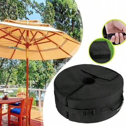 1pc Black Fixed Umbrella Base With Sandbag, Suitable For Patio, Beach And Outdoor Parasol