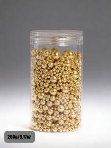 400g/14.1oz Edible Gold Cake Decorating Sprinkles, Mixed-Size Pearl Candies, Ideal For Baking Decor, As Well As Decorating Cakes, Cupcakes, Cookies, Donuts And Ice Cream. Perfect For Birthday, Valentine's Day And Christmas Party Decorations. - Multicolor - View 9