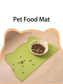 1pc Cat/Dog Silicone Feeding Mat, Cat Shaped, Easy To Clean, Spill-Proof, Waterproof, Non-Slip, With Raised Edges To Protect Floors - Multicolor - View 1