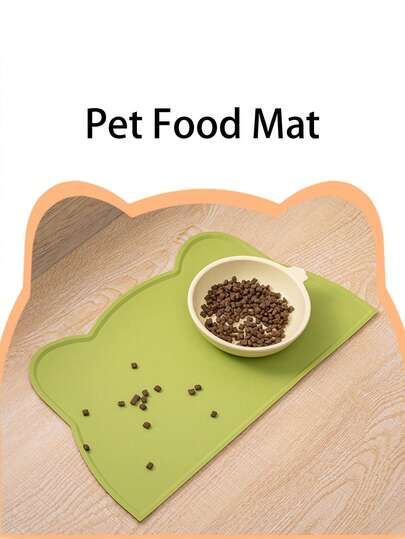 1pc Pet Silicone Placemat, Cat/Dog Food Mat With Raised Edges, Easy Clean, Waterproof, Non-Slip, Suitable For Pet Food & Water Bowls, Protect Floors